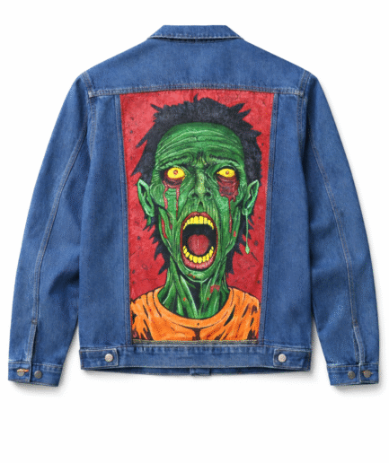 "Screaming Dead” Hand-Painted Denim Jacket