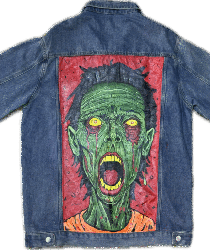 "Screaming Dead” Hand-Painted Denim Jacket