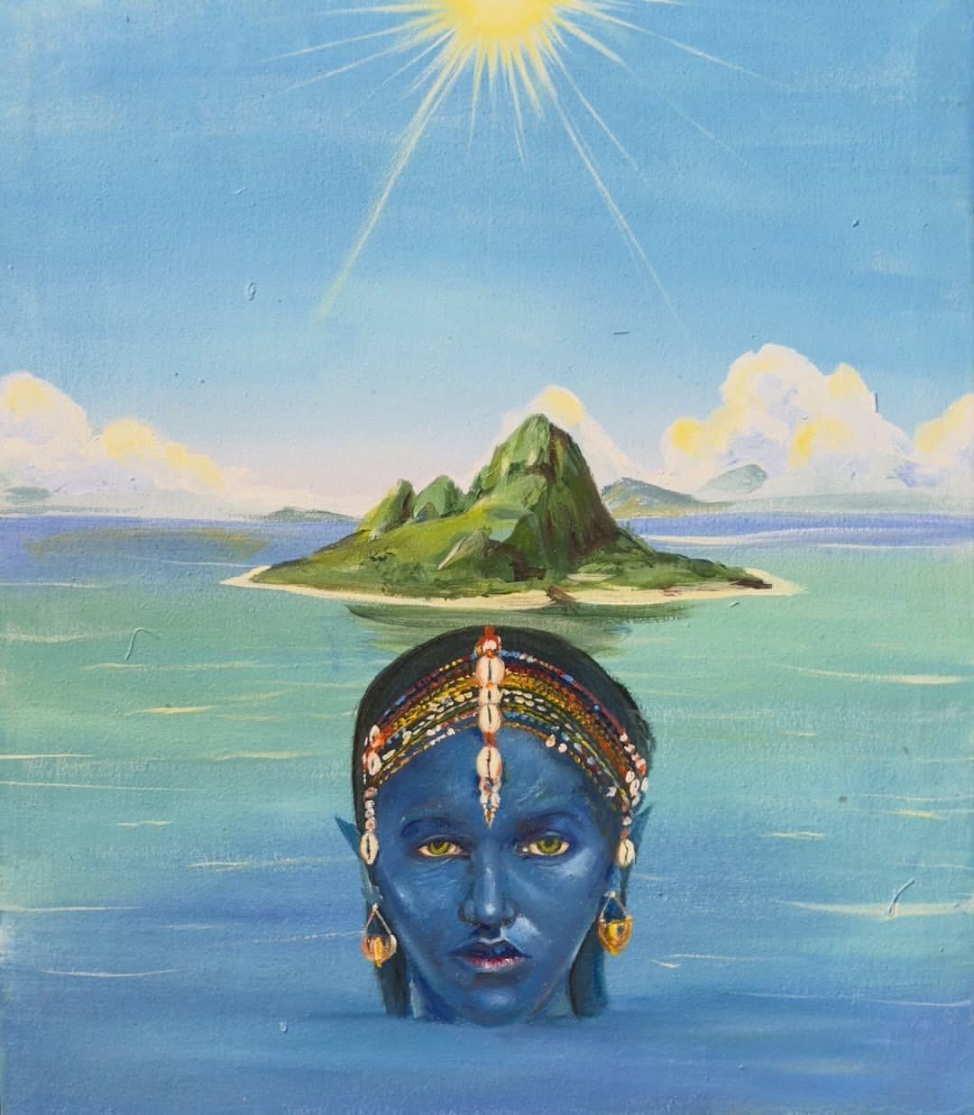 Title- AWỌN INÚ- Between Water, Light, and Becoming (Light)Artist- @motunolabiSize- 16inches x 1
